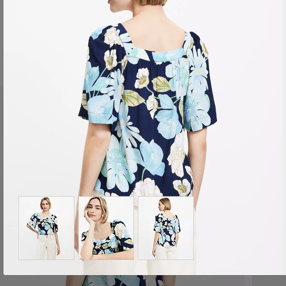 LOFT Navy Blue Floral Women's Blouse